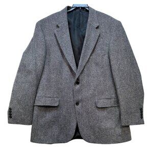 Lands End Mens Blazer Wool Blend Herringbone Pattern 2-Button Classic Fit Size 4